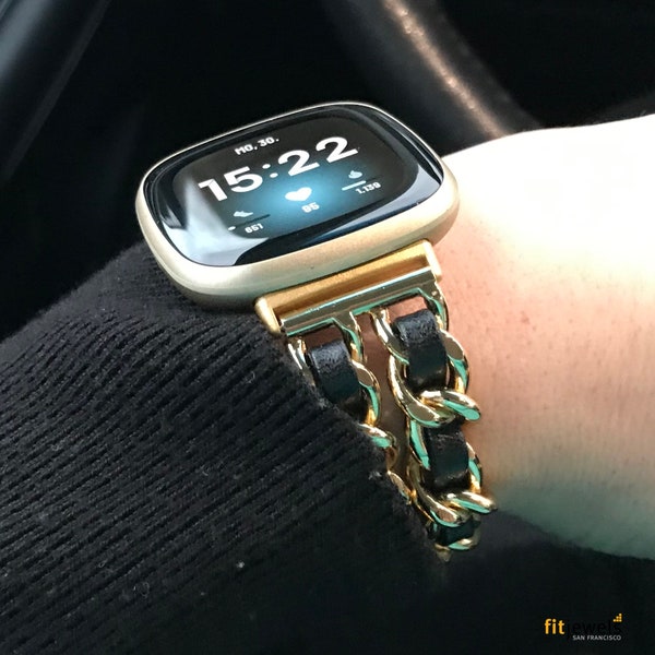 Fitbit Versa 4 / Fitbit Sense Armband - Noe - Gold, Rose Gold, Silver - Edelstahl und Leder