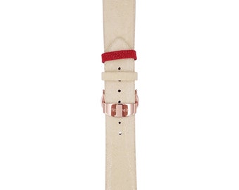 Watch Band - Stingray - black, vine, blue, red or white - stainless steel and leather