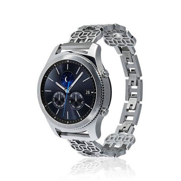 Uhrenband FLOWER für Samsung Gear S3 Classic/Gear S3 Frontier - Edelstahl und Zirkonia