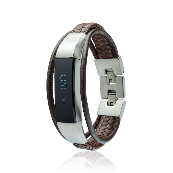 Bracelet Aurel 2 - for Fitbit Alta - Alta HR - Ace - Jewelry -Brown or Black - Stainless steel and real leather