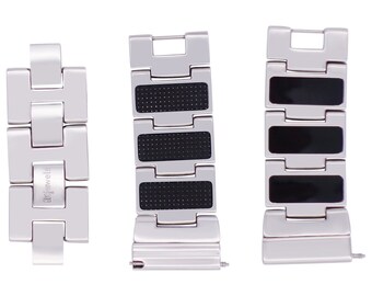 Banda de reloj reversible - 22 mm - esmalte de carbono / negro - acero inoxidable - plata, oro, oro rosa o acabado negro