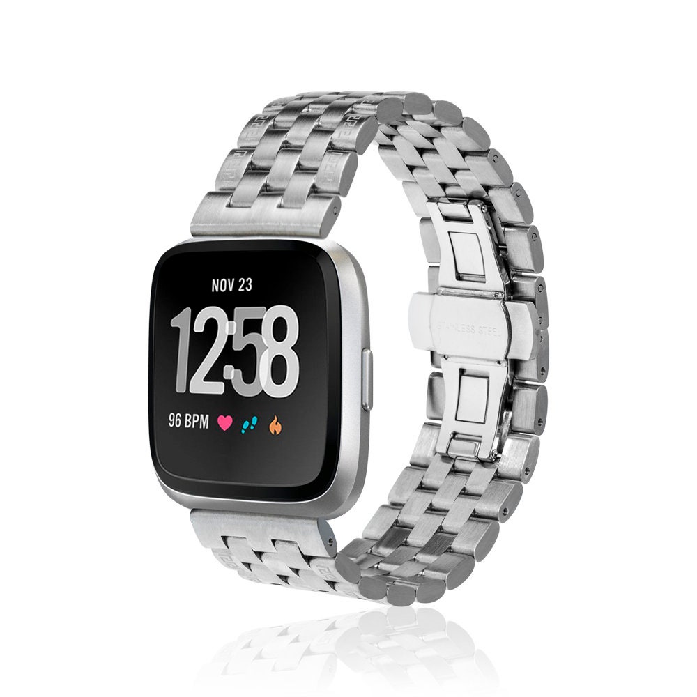 Fitbit Versa / Sense Watch Band LINK Black Stainless Etsy Australia