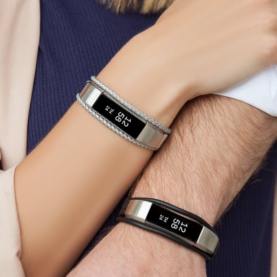 Bracelet Aurel 2 for Fitbit Alta Alta HR Jewelry Black Stainless Steel and Real Leather Fitbit Alta Replacement Band Etsy Ireland
