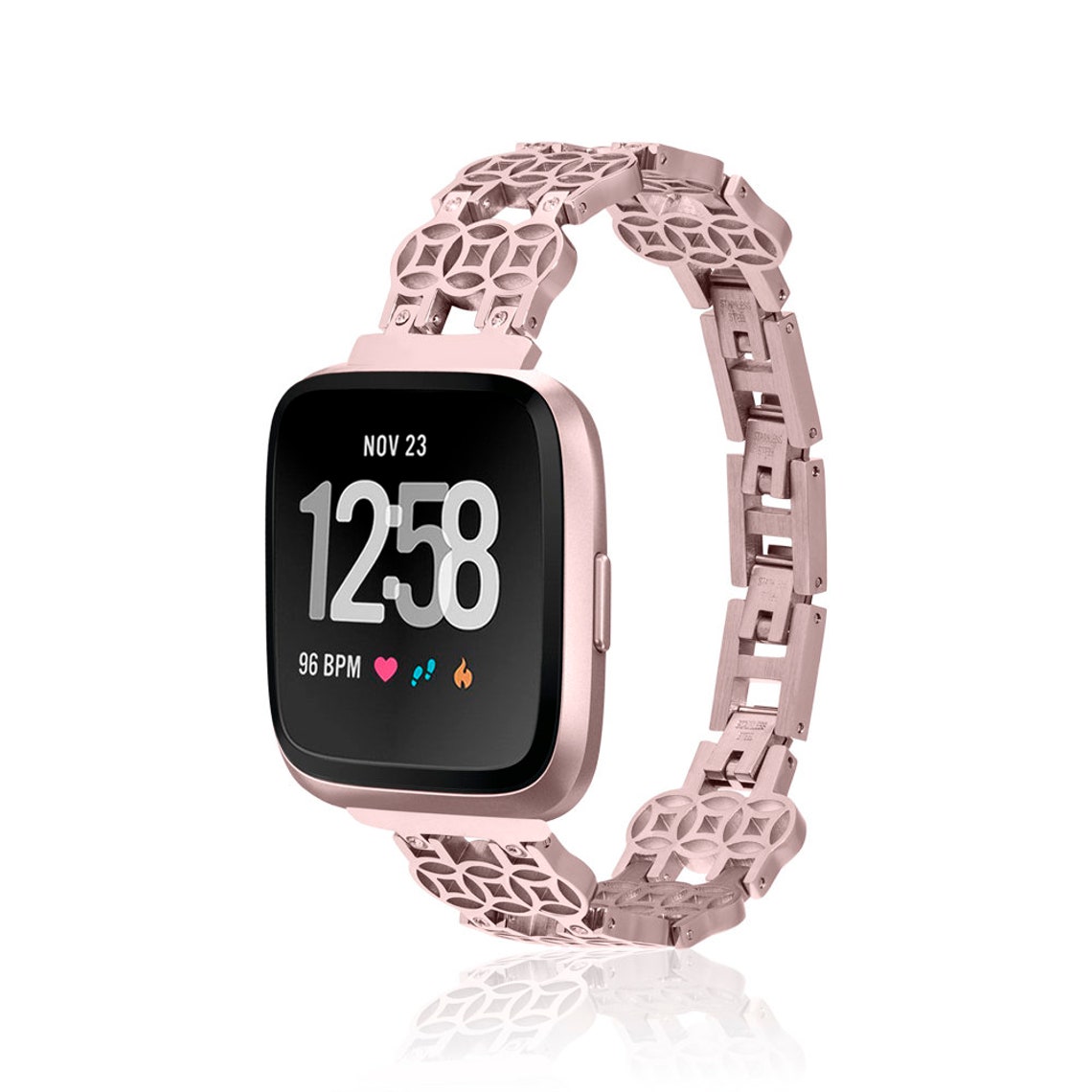 fitbit versa rose gold with white band