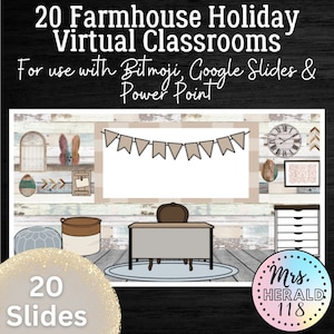 Farmhouse Holiday Bitmoji Classrooms | Virtual Classroom | Google Slides | Distance Learning | Elementary | Teacher | Back to School