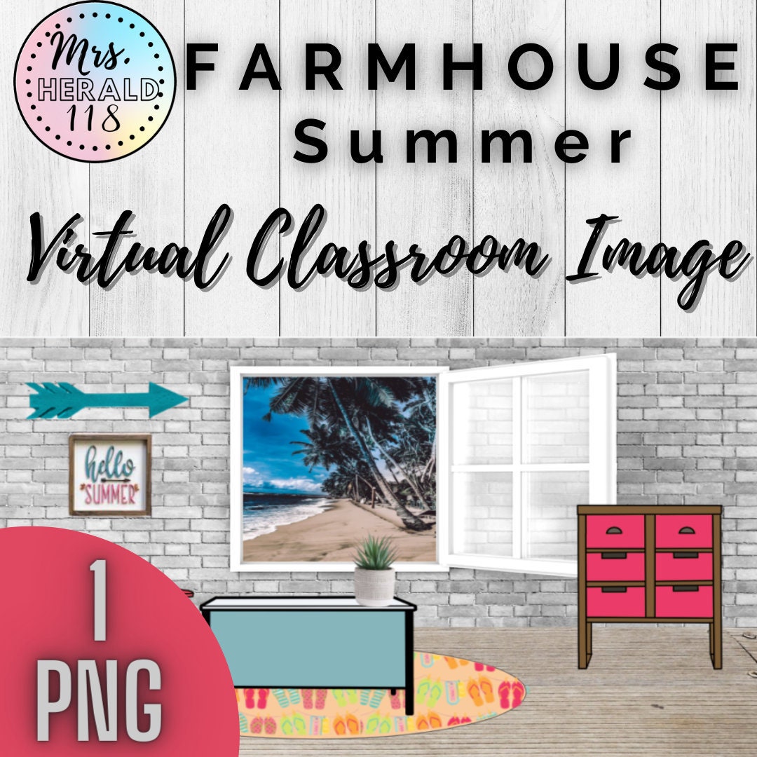 Summer Farmhouse Bitmoji Virtual Classroom Background Template - Etsy