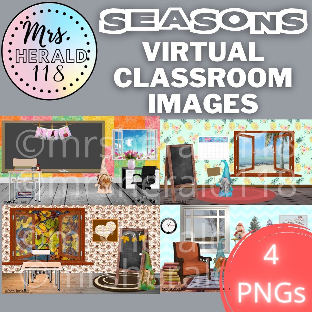 Seasons Virtual Classroom PNG Background Templates for - Etsy