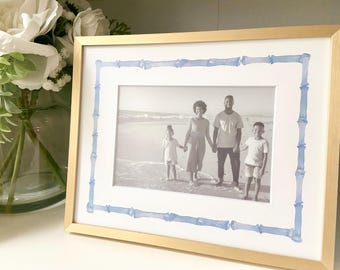 Blue Bamboo Photo Keepsake Mat, Photo Mat, Chinoserie Decor Gift for Mom Gift for Her Home Decor for Bedroom Decor for Living Room