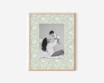 Green Paisley Grandmillennial Decor for Home Cottagecore Design Photo Keepsake Mat with Green Decor for Girls Room Romantic Wall Decor
