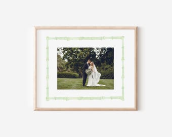 Green Bamboo Photo Keepsake Mat, Photo Mat, Chinoserie Decor Gift for Mom Gift for Her Home Decor for Bedroom Decor for Living Room