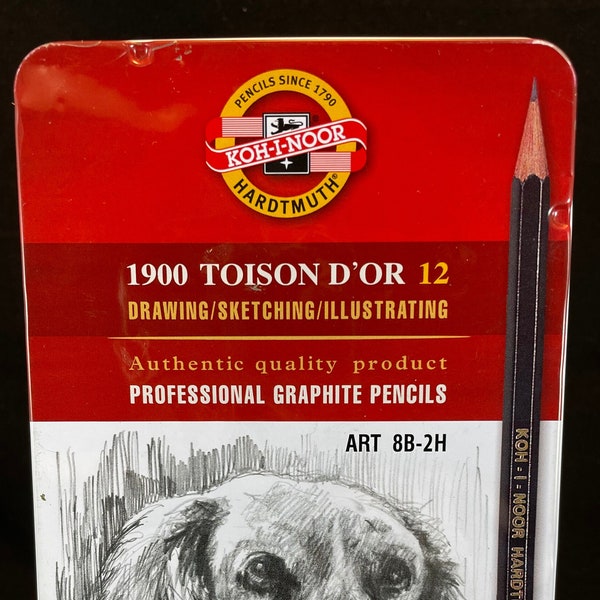 Vintage tin/box of professional graphite pencils, drawing, sketching, illustrating, soft grade graphite pencil set, great for artists, nice