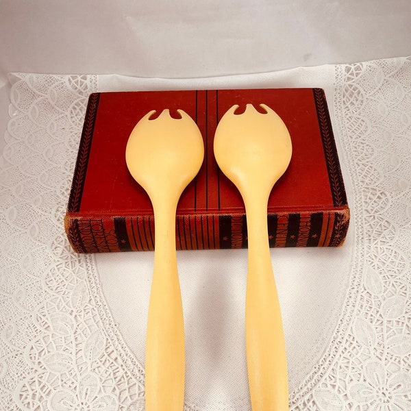 Vintage set of Harvest Gold salad forks from Tupperware, Tupperware is no longer in business, retired or discontinued item, collectible