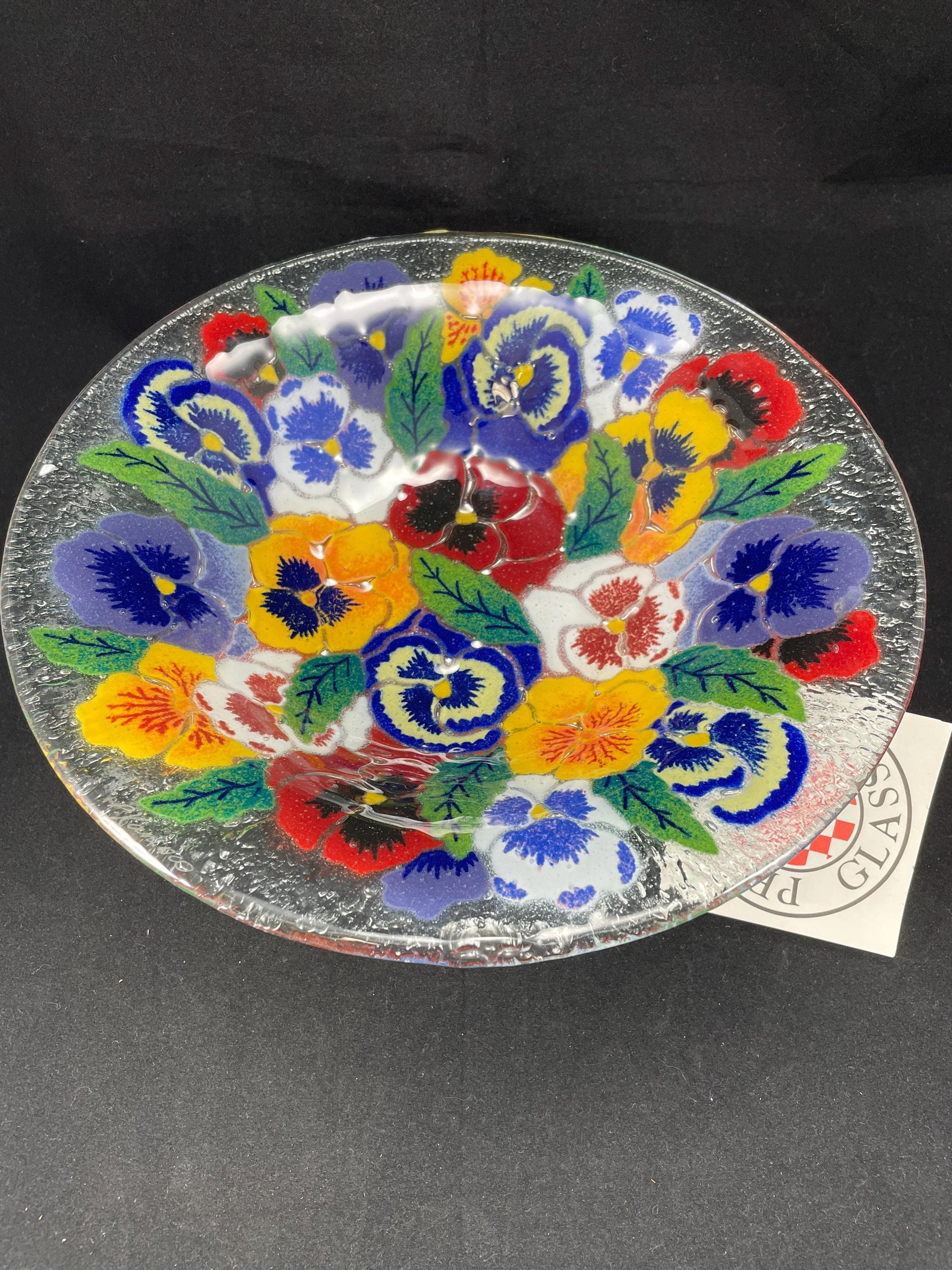 【Peggy Karr】USA  作家  ガラスプレート  大作  サインあり Peggy Karr】USA 作家 ガラスプレート 大作 サインあり Peggy