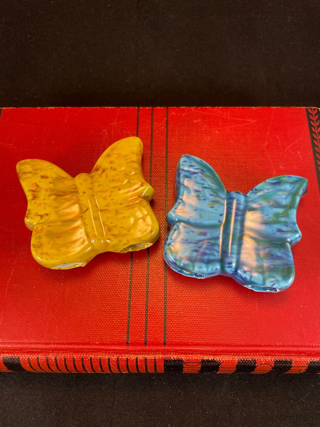 Set of 2 Ceramic Hobbyist Butterflies for Making Macrame Hangings, One