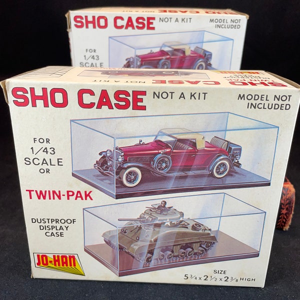 vitrines SHO CASE Twin-Pak vintage pour échelle 1/43, fabriquées aux États-Unis par Jo-Han Models, Inc, empilage interlock, vitrine anti-poussière