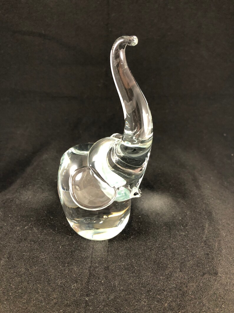 Vintage Murano clear art glass elephant paper weight hand Etsy