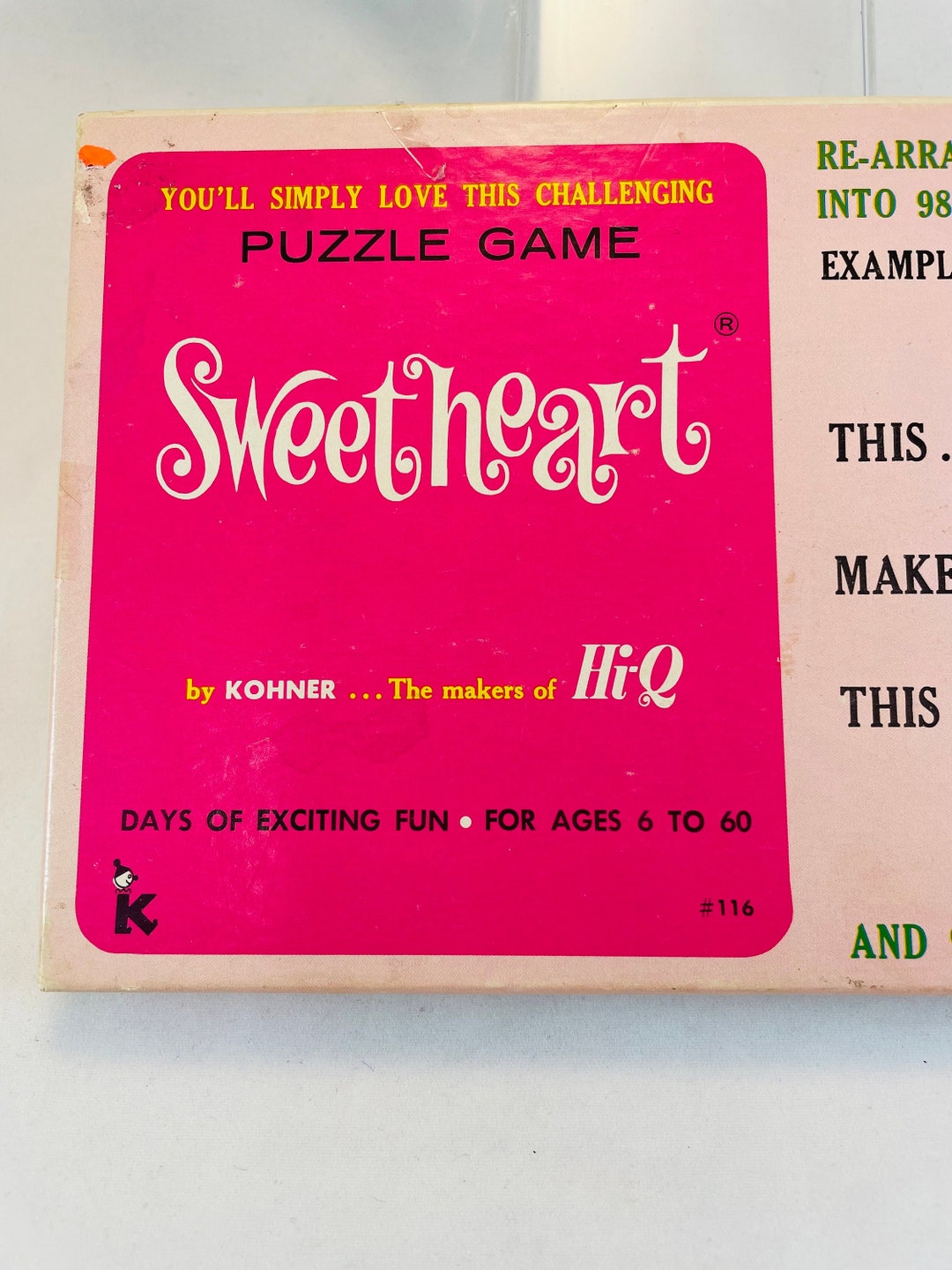 Vintage Sweetheart Puzzle Game by Kohner Bros Inc Made in Etsy