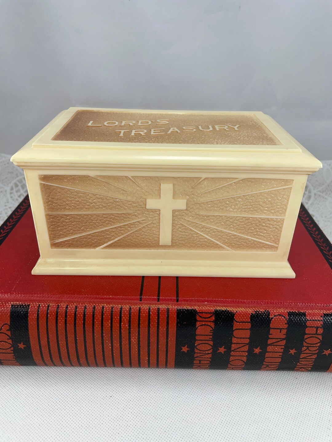 Vintage Hard Plastic Lord's Treasury Treasure Box, Trinket Box, Tithing ...