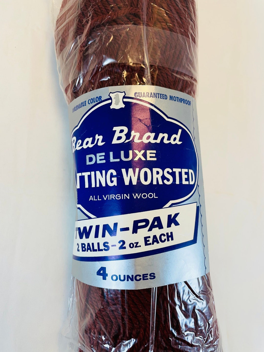One Twinpak of Bear Brand Yarn, Deluxe Knitting Worsted Wool Yarn, All