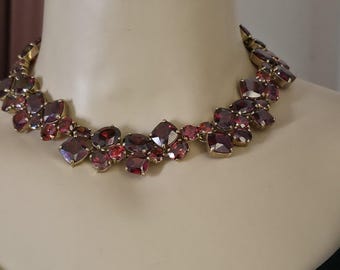 Vintage ruby red rhinestones necklace