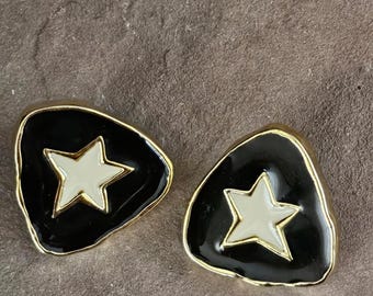 Vintage Enamel Star Earrings