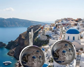 Vintage Santorini inspired Earrings. Vacation, beach jewerly