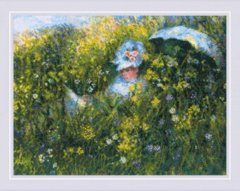 Counted Cross Stitch Kit by  RIOLIS 1850 - " In the Meadow after C. Monet's Painting"