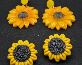 Set of 2 pairs Sunflower Flower Resin Earrings