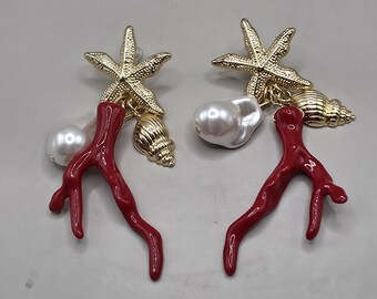 Starfish drop Earrings. Vacation, beach jewerly