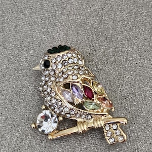 Vintage Rhinestone Bird Brooch Pin