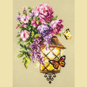 Cross Stitch Kit MAGIC NEEDLE - Light of hope; Christmas gift; Flowers embroidery; Mother&#39;s Day gift; Valentine&#39;s Day Gift
