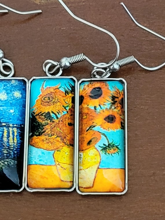 Set of 2 Van Gogh Painting Inspired Earrings - "S… - image 3