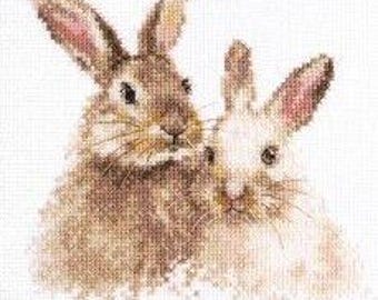Bunnies Cross Stitch Kit – Aida Fabric, Counted Embroidery