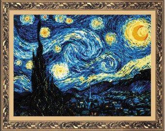 クロスステッチキット 1088 星月夜（ゴッホの絵画をモチーフにした作品