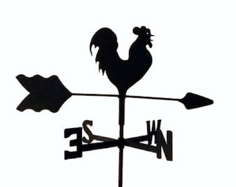 The Lazy Scroll Rooster Chicken Roof Mounted Weathervane Black Wrought Iron Look