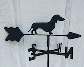 The Lazy Scroll Dachshund Roof Mounted Weathervane Black Wrought Iron Look