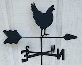 The Lazy Scroll Hen Chicken Roof Mounted Weathervane Black Wrought Iron Look