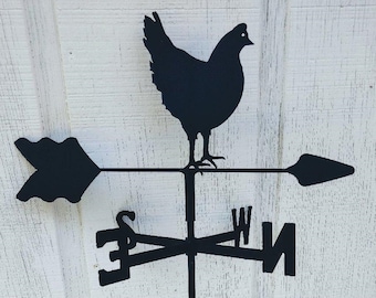 The Lazy Scroll Hen Chicken Roof Mounted Weathervane Black Wrought Iron Look