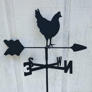 The Lazy Scroll Hen Chicken Roof Mounted Weathervane Black Wrought Iron Look