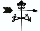 The Lazy Scroll Fleur De Lis Roof Mounted Metal Weathervane Black Wrought Iron Look