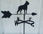 The Lazy Scroll Boston Terrier Roof Mounted Metal Weathervane Black Wrought Iron Look