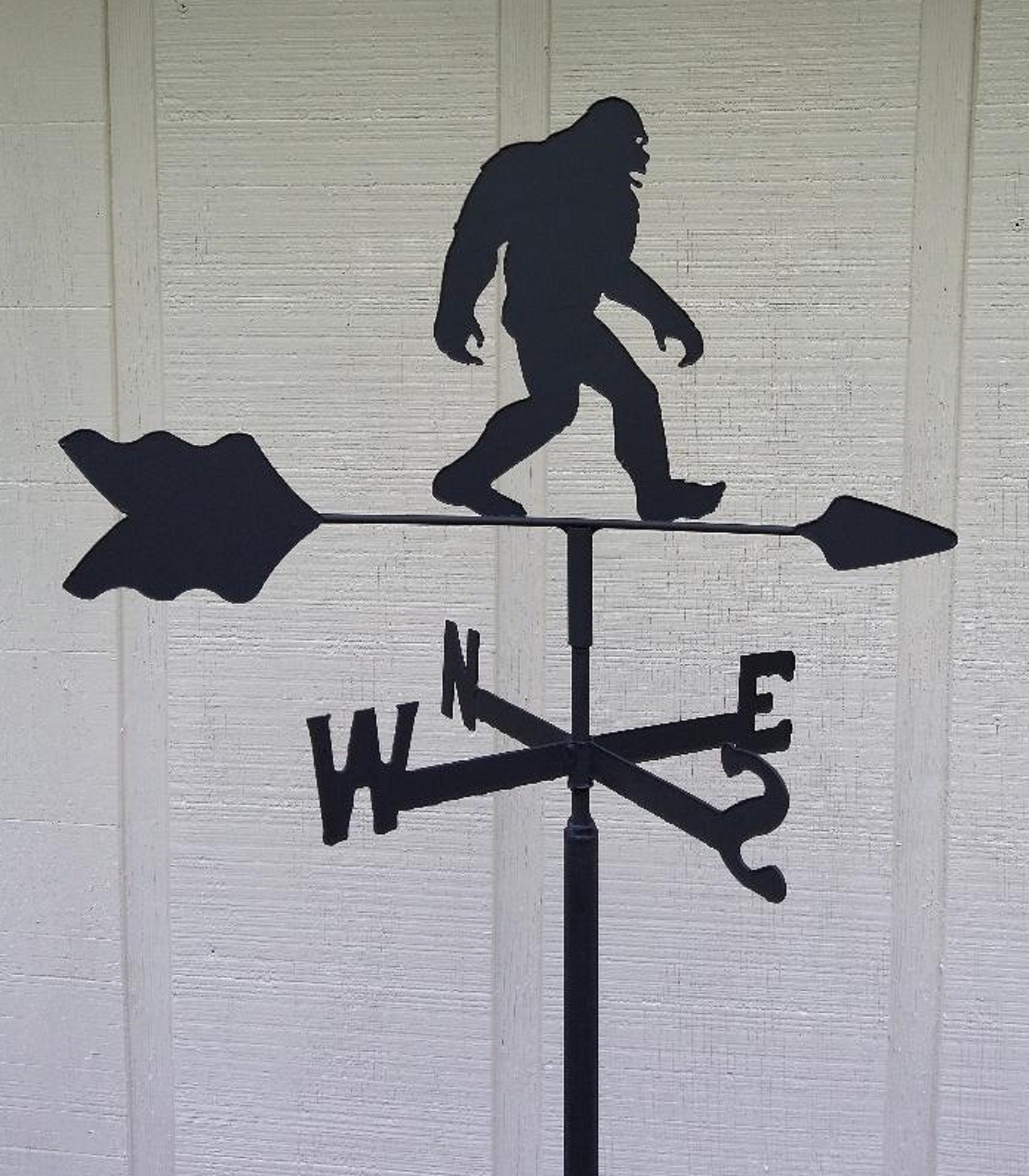 The Lazy Scroll Yeti Sasquatch Big Foot Roof Mounted Metal Weathervane Black Wrought Iron Look