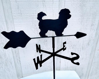 The Lazy Scroll Havanese Roof Mounted Weathervane Black Wrought Iron Look