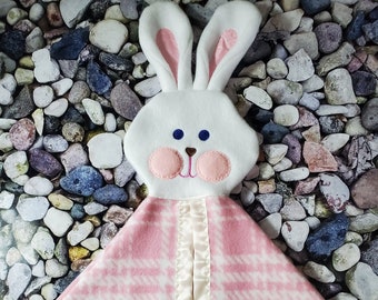 Fisher Price like Pink Bunny Security Blanket / Lovey / Puppet /  Pattern location may vary