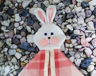 Fisher Price like Pink Bunny Security Blanket / Lovey / Puppet  / Pattern location may vary