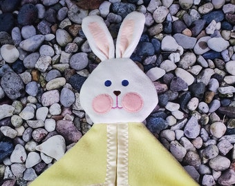 Fisher Price like Yellow Bunny Security Blanket / Lovey / Puppet