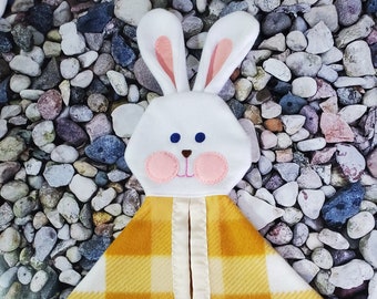 Fisher Price like Yellow Bunny Security Blanket / Lovey / Puppet  /   Pattern location may vary