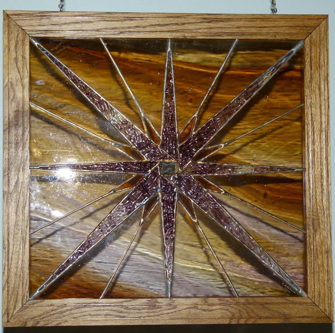 Starburst Stained Glass Hanging Panel Etsy