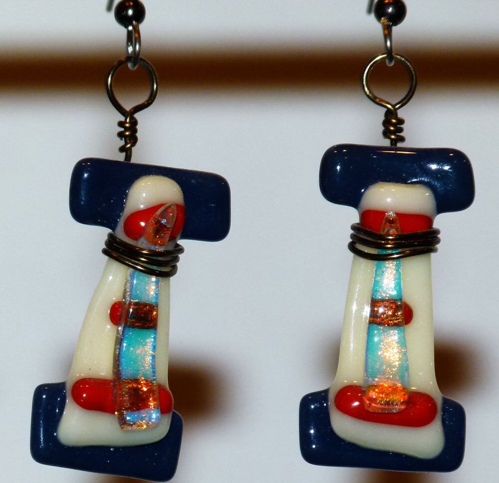 Fused glass earrings Etsy