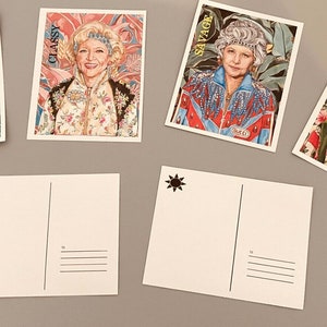 Juego de postales Gucci Golden Girls, Pop Art, Blanche Devereaux, Dorothy Zbornak, Sophia Petrillo, Rose Nylund, Savage, Classy, Ratchet, Bouge.